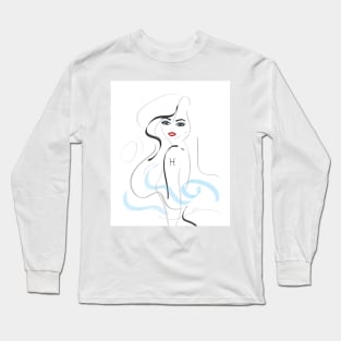 pisces zodiac sign minimalistic line art illustration Long Sleeve T-Shirt